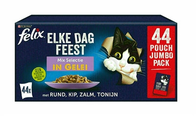 Felix Pouch Elke Dag Feest In Gelei Mix Box Tonijn / Zalm / Rund / Kip