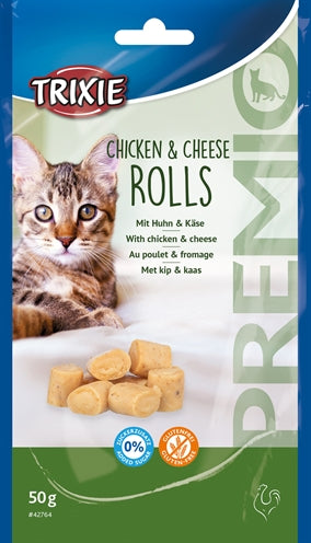 Trixie Premio Kip & Kaas Rolletjes Voor Katten Glutenvrij 50 GR