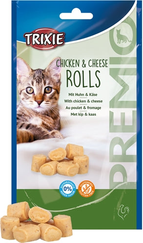 Trixie Premio Kip & Kaas Rolletjes Voor Katten Glutenvrij 50 GR