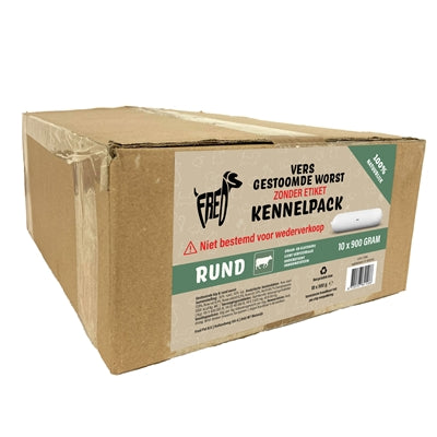 Freds Gestoomd Vers Vlees Worst Kennelpack Rund Tarwe En Glutenvrij 10X900 GR