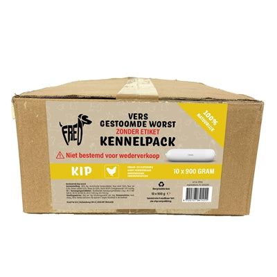 Freds Gestoomd Vers Vlees Worst Kennelpack Kip 10X900 GR