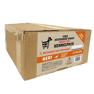 Freds Gestoomd Vers Vlees Worst Kennelpack Hert Graan En Glutenvrij 10X900 GR