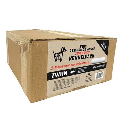 Freds Gestoomd Vers Vlees Worst Kennelpack Zwijn Graan En Glutenvrij 10X900 GR