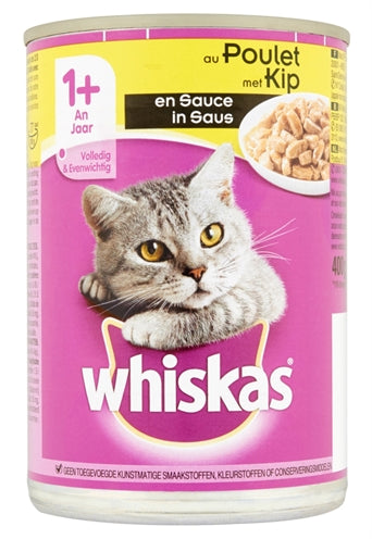 Whiskas Blik Adult Brokjes In Saus Kip 400 GR (12 stuks)