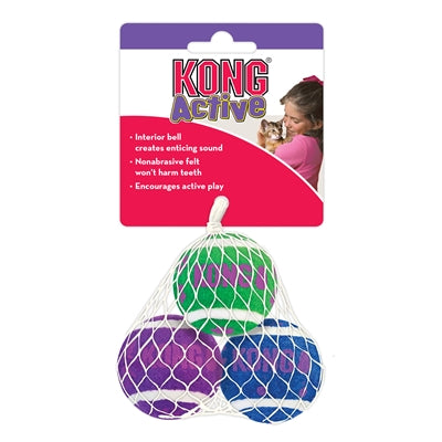 Kong Kat Tennisballen Met Bellen 4X4X4 CM 3 ST