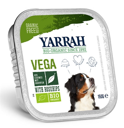 Yarrah Dog Alu Brokjes Vega Met Rozenbottels 12X150 GR