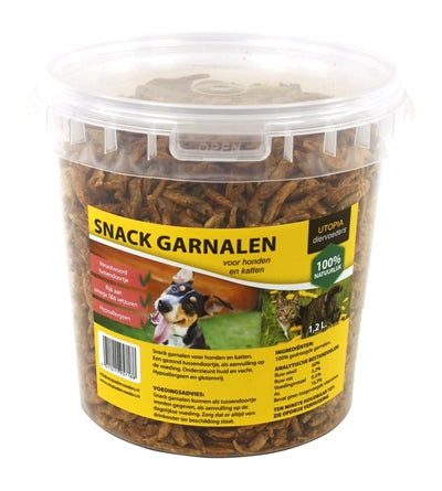 Utopia Gedroogde Snack Garnalen Voor Hond En Kat 1,2 LTR