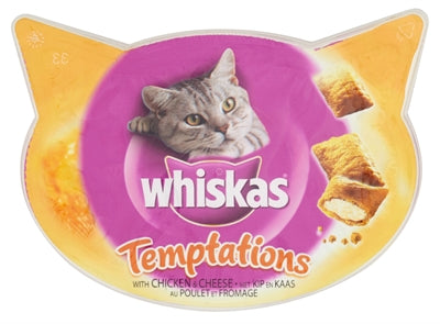 Whiskas Snack Temptations Kip/Kaas 60 GR (8 stuks)