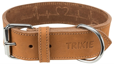 Trixie Halsband Hond Rustic Vetleer Heartbeat Bruin