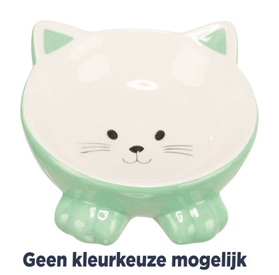 Trixie Voerbak / Drinkbak Kattenkop Verhoogd Keramiek Assorti 14 CM 150 ML