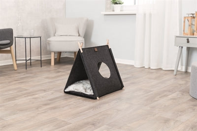 Trixie Kattenmand Tent Elfie Met Kussen Vilt Antraciet 50X46X52 CM