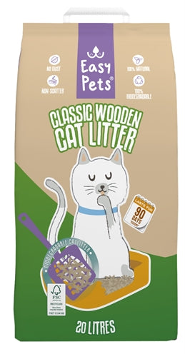 Easypets Biodegradable Classic Houtkorrels Kattenbakvulling 20 LTR