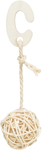 Trixie 3 Rotan Ballen Met Bel Aan Touw Naturel 24 CM