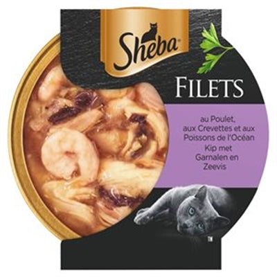 Sheba Filets Kip / Garnaal / Oceaanvis In Saus 16X60 GR