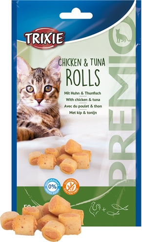 Trixie Premio Kip & Tonijn Rolletjes Voor Katten Glutenvrij 50 GR