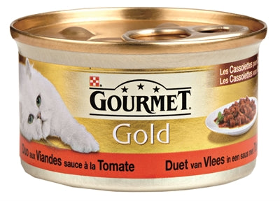 Gourmet Gold Cassolettes Duet Van Vlees In Saus Met Tomaten 85 GR (24 stuks)