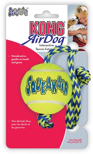 Kong Squeakair Bal Met Touw Geel / Blauw 52X6,5X6,5 CM